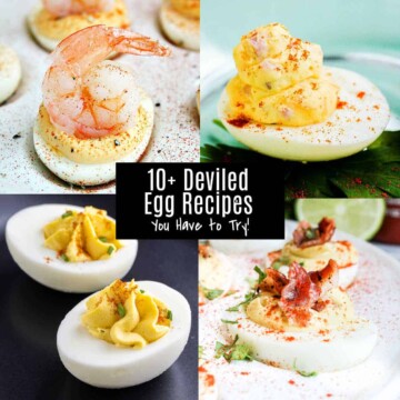 Collage of different deviled egg recipes