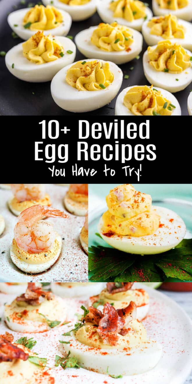 Collage of different deviled egg recipes
