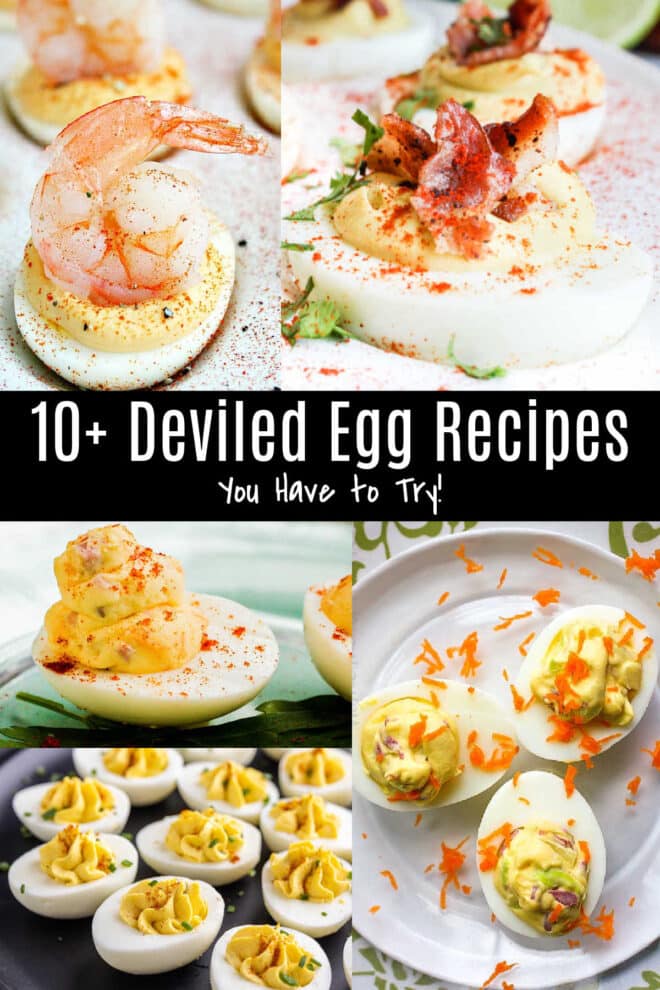 Collage of different deviled egg recipes