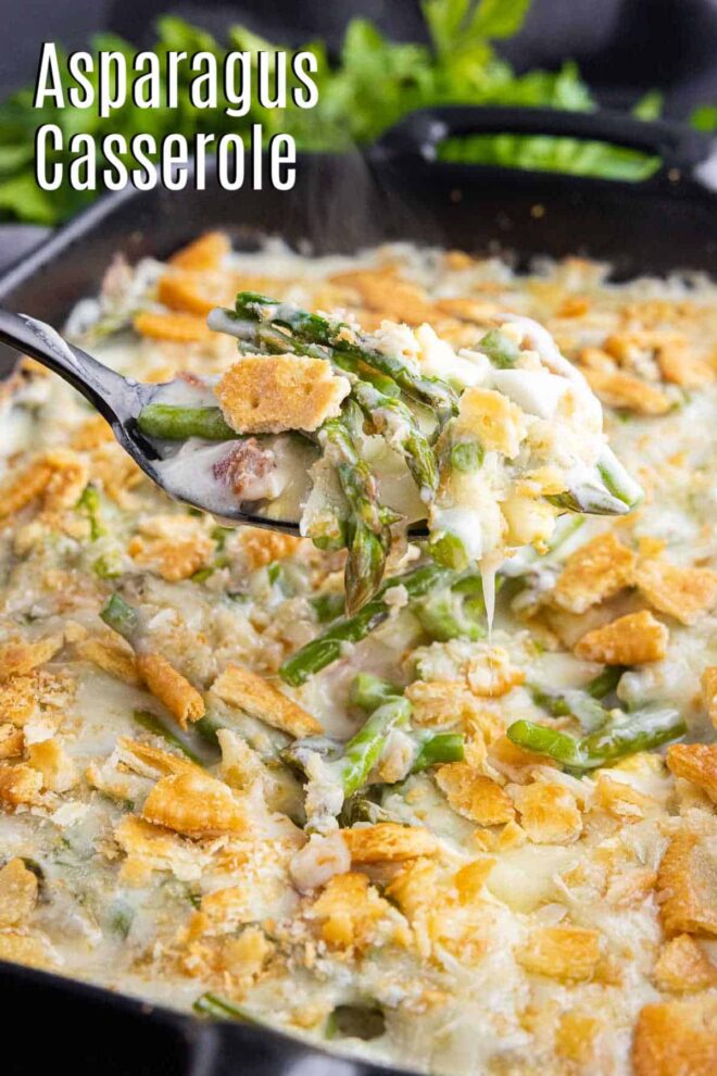 Pinterest image for Asparagus Casserole with title text