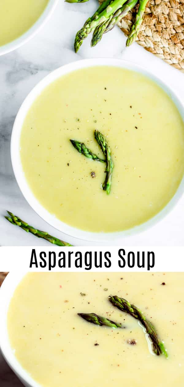 Pinterest image for Creamy Asparagus Soup with title text