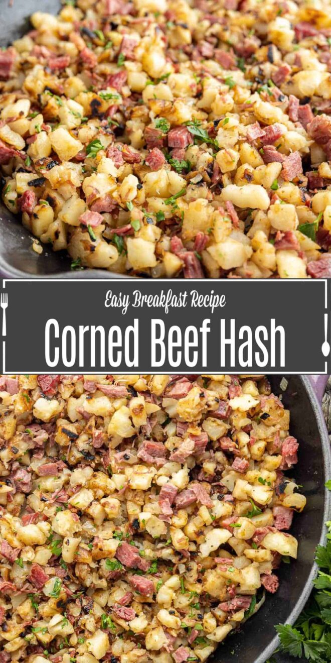 Pinterest image of Corned Beef Hash with title text
