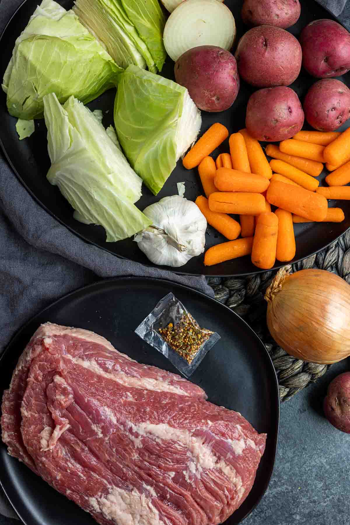 ingredients to make Instant Pot Corned Beef