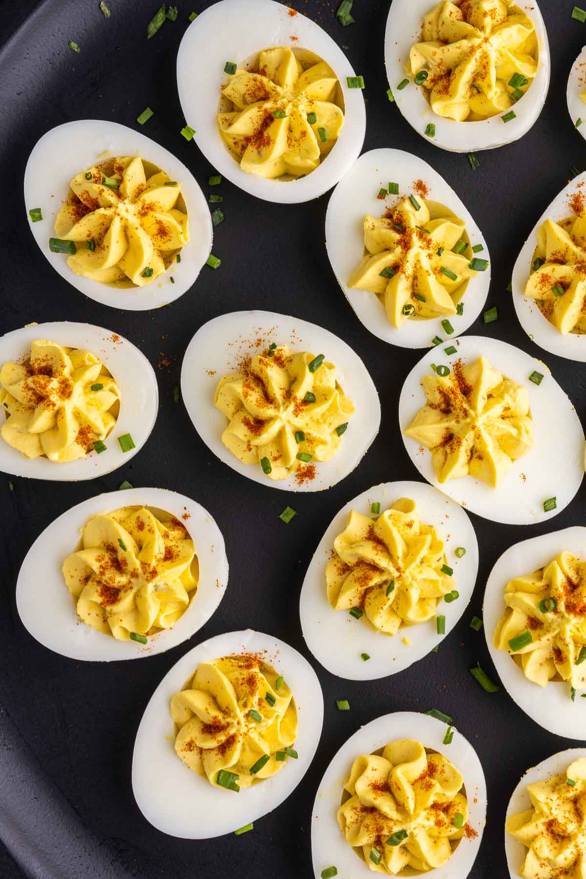 Southern Deviled Eggs appetizer on a platter