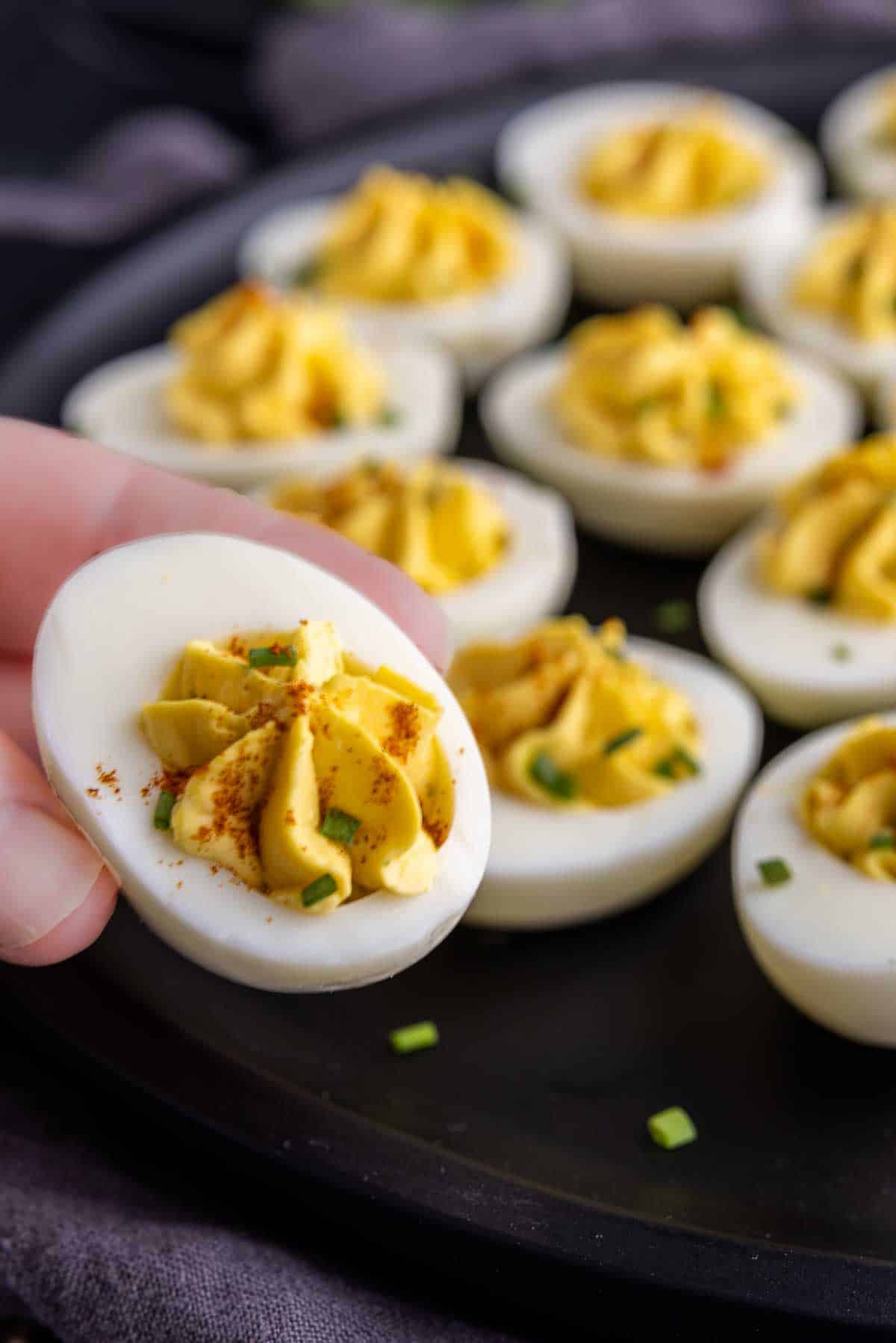 holding a Southern Deviled Eggs