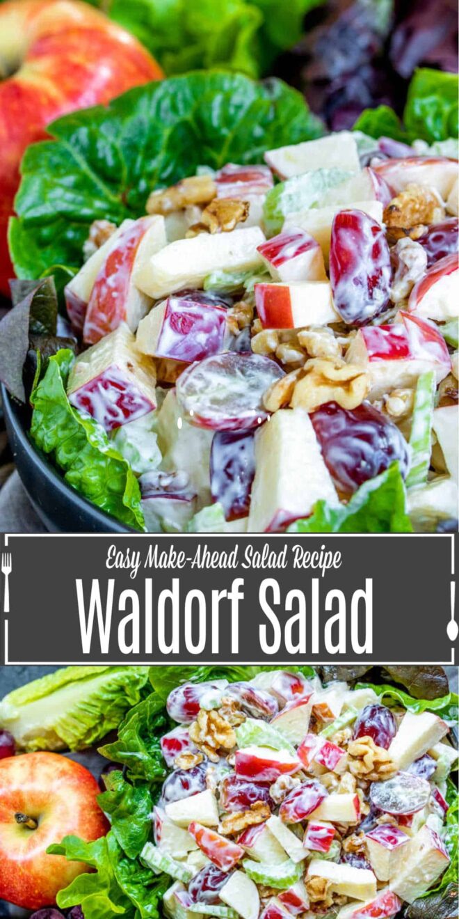 Pinterest image for Waldorf Salad with title text