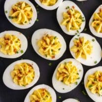 Southern Deviled Eggs appetizer on a platter
