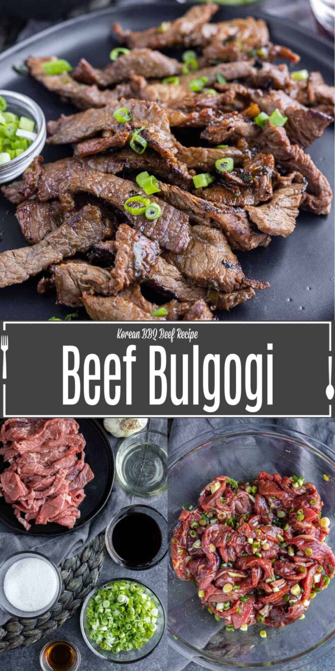 Pinterest image for Beef bulgogi with title text