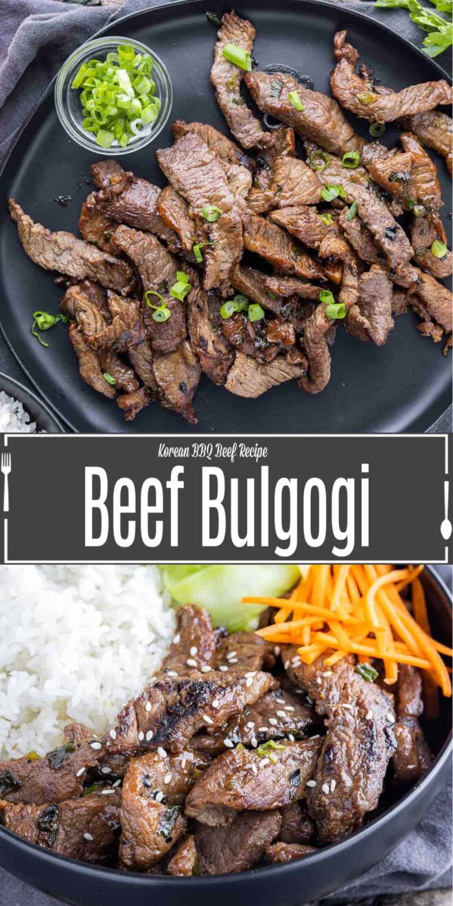 Pinterest image for Beef bulgogi with title text