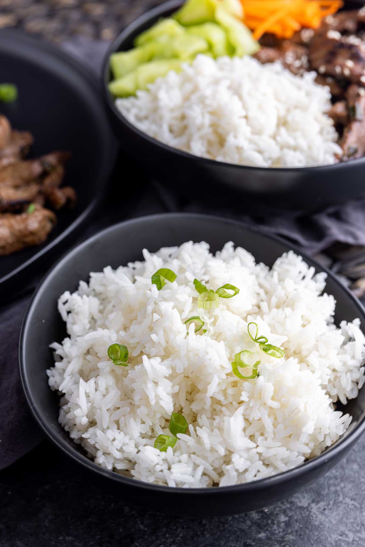 two bowls of Instant Pot White Rice