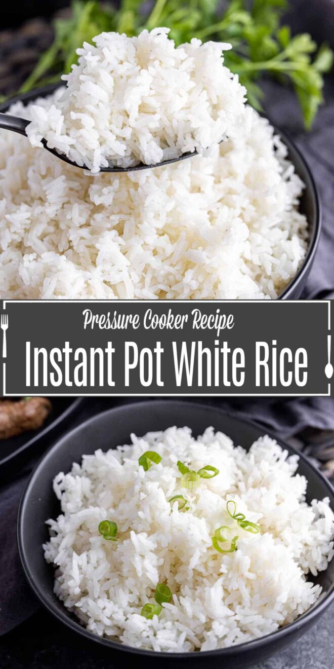 Pinterest image of Instant Pot White Rice with title text