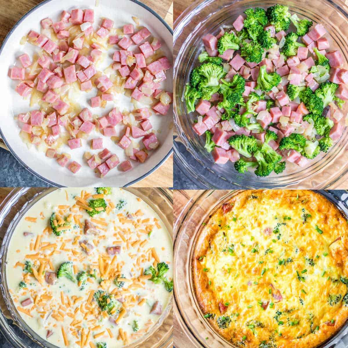 how to make Low Carb Ham and Cheese Crustless Quiche