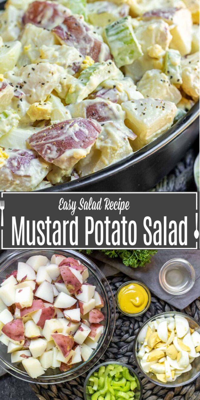 Pinterest image for Mustard Potato Salad with title text