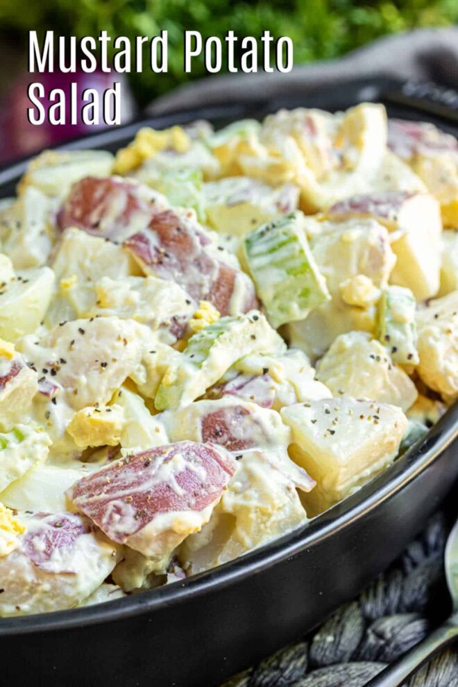 Pinterest image for Mustard Potato Salad with title text