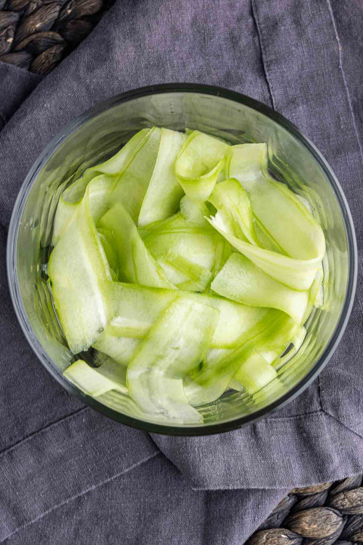 Quick Pickled Cucumber in a glass cup