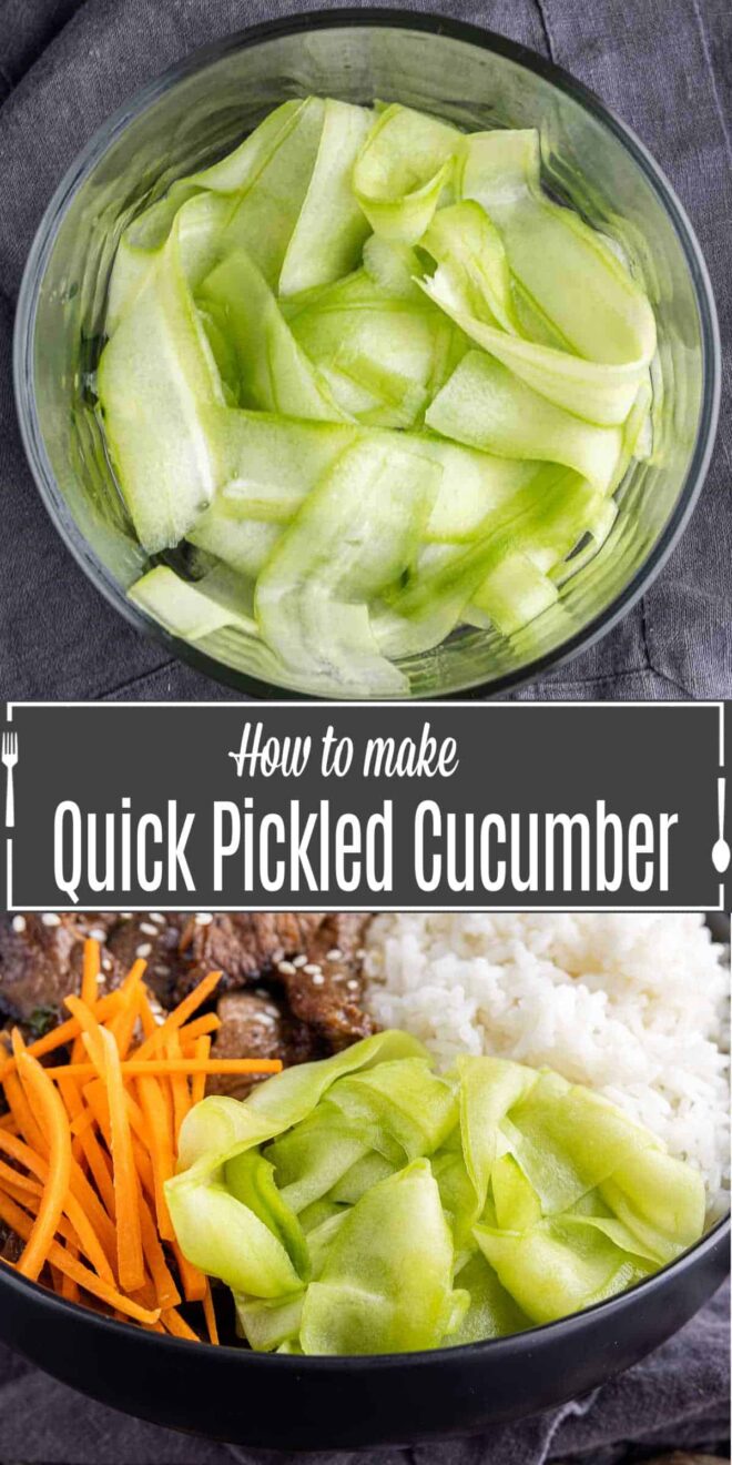 Pinterest image for Quick Pickled Cucumbers with title text