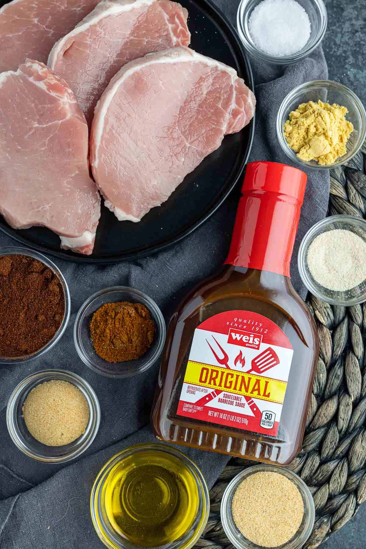ingredients to make Air Fryer BBQ Pork Chops