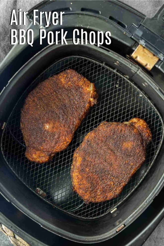 Pinterest image for Air Fryer BBQ Pork Chops with title text