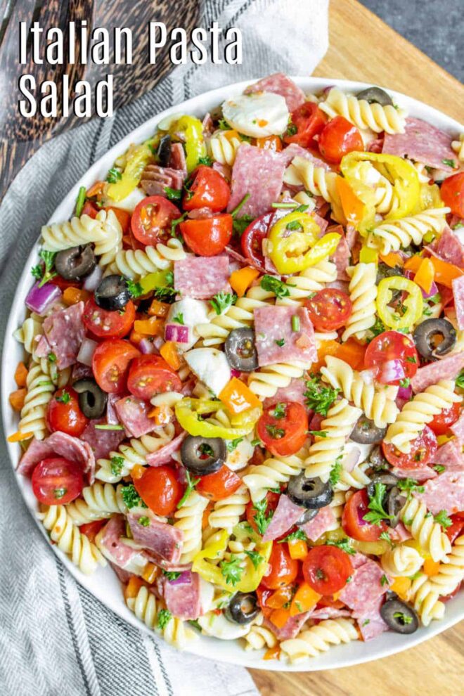 Pinterest image for Italian Pasta Salad with title text