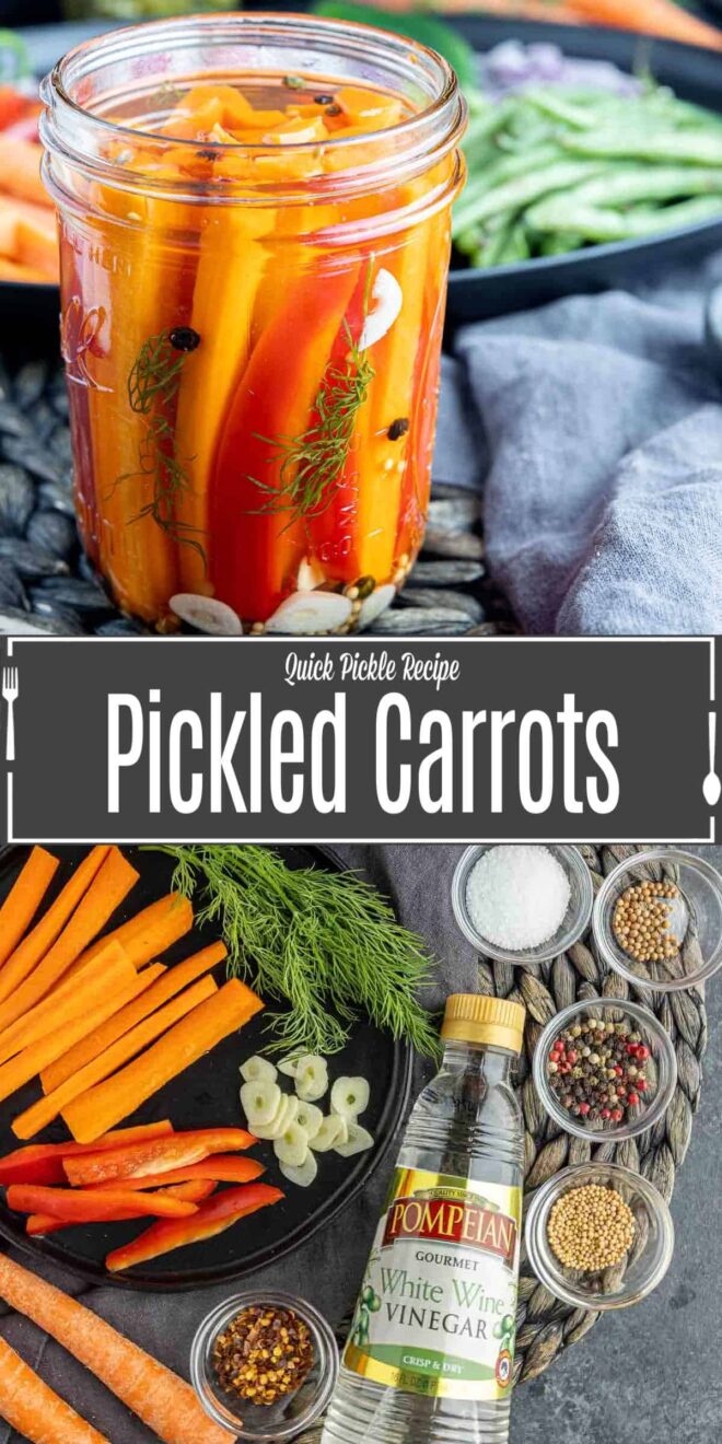 Pinterest image for Quick Pickled Carrots with title text