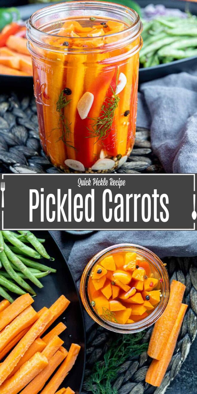 Pinterest image for Quick Pickled Carrots with title text
