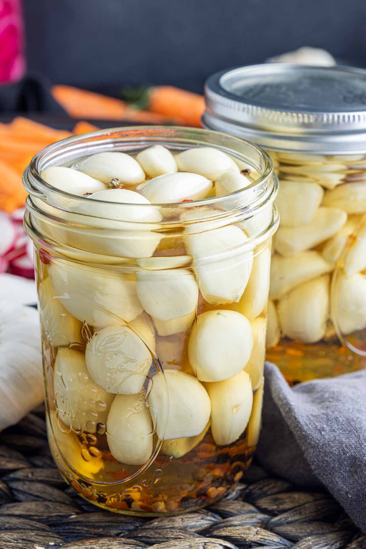 open jar of Pickled Garlic