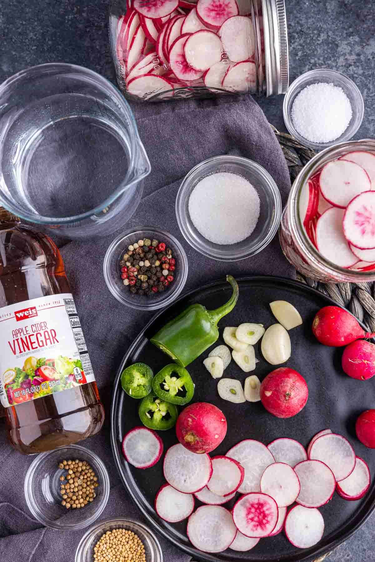 ingredients for Pickled Radishes
