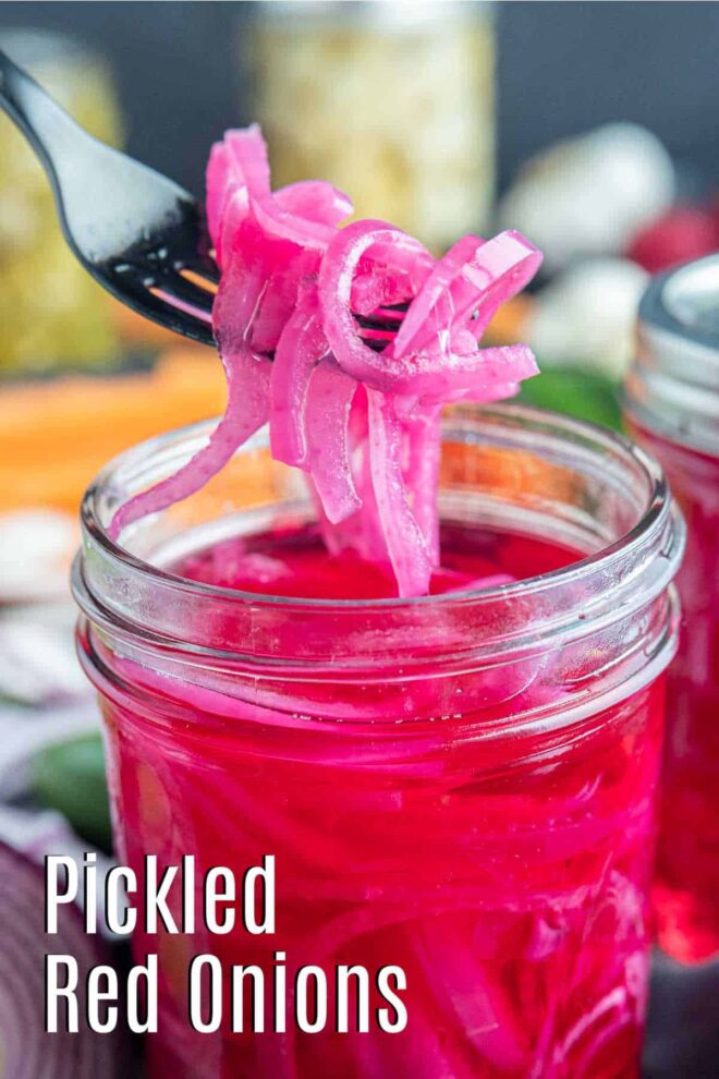 Pinterest image for Quick Pickled Red Onions with title text