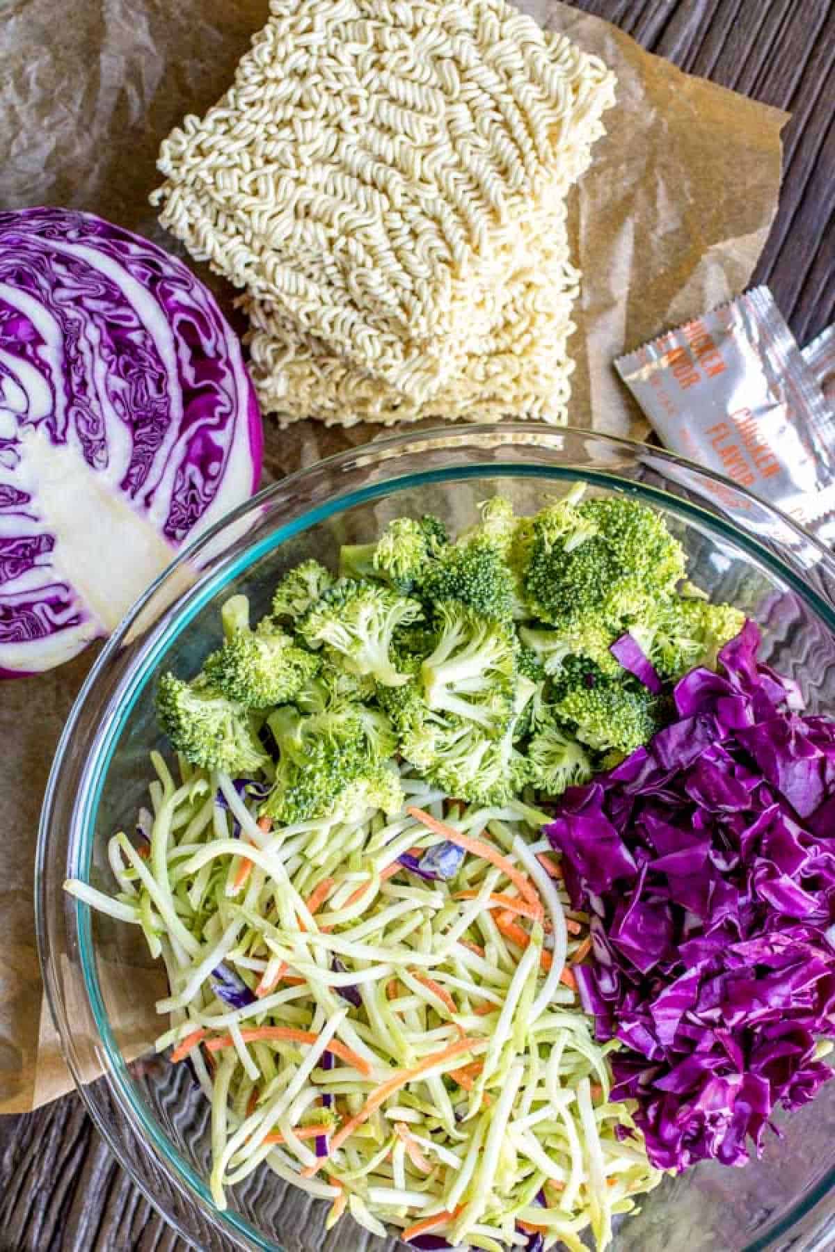 ingredients for Ramen Noodle Salad