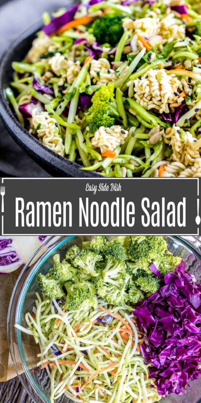 Pinterest image of Crunchy Ramen Noodle Salad with title text