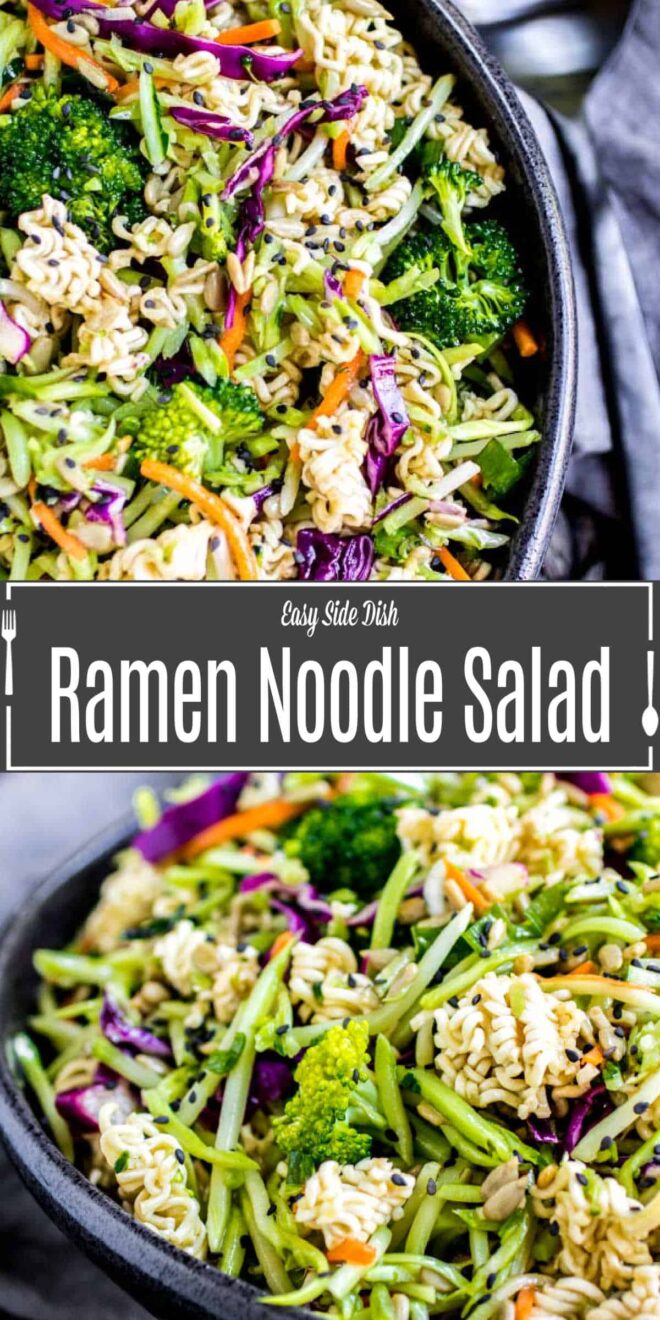 Pinterest image of Crunchy Ramen Noodle Salad with title text