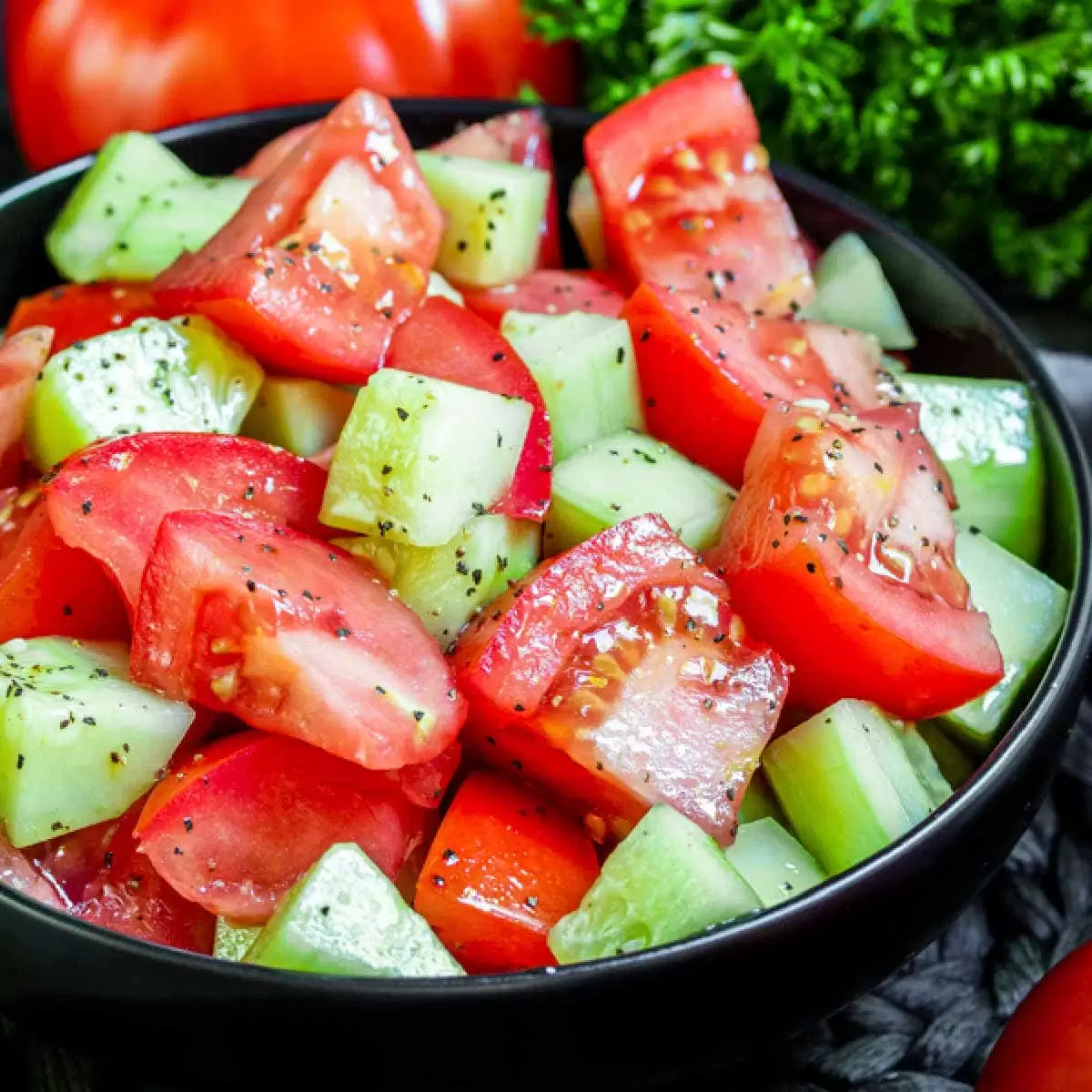 bowl of Tomato Cucumber Salad