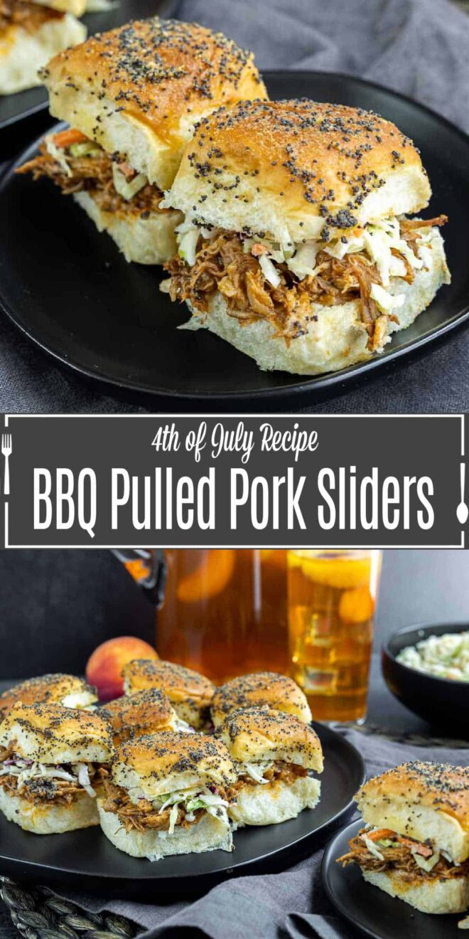 Pinterest image of BBQ Pulled Pork Sliders with title text