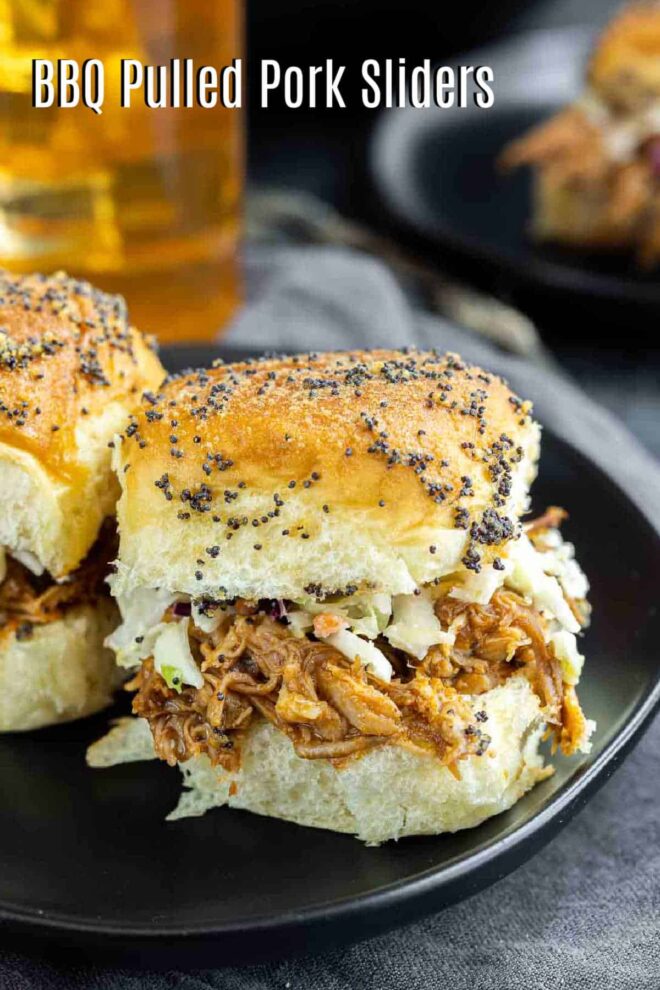 Pinterest image of BBQ Pulled Pork Sliders with title text