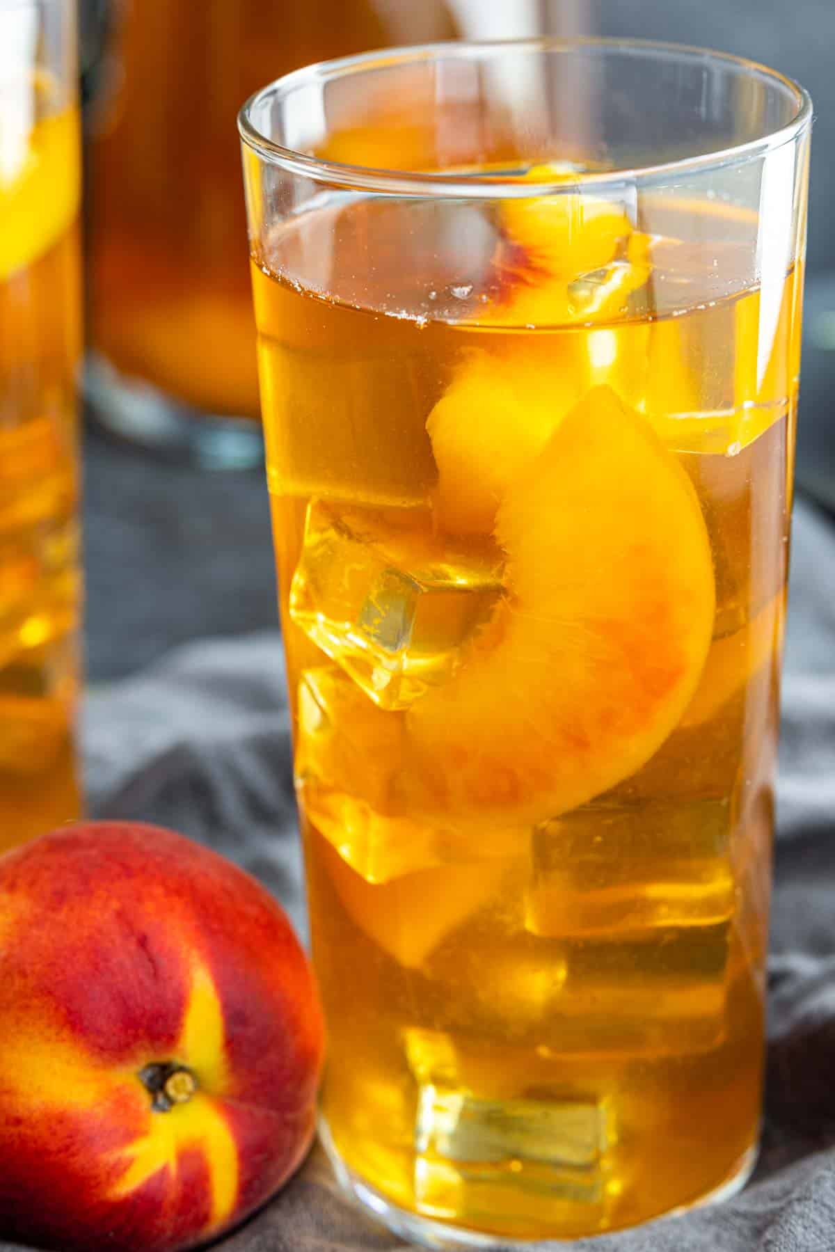 glass full of Peach Iced Tea
