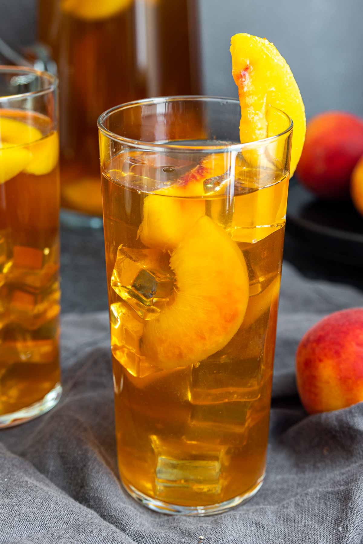 glass full of Peach Iced Tea