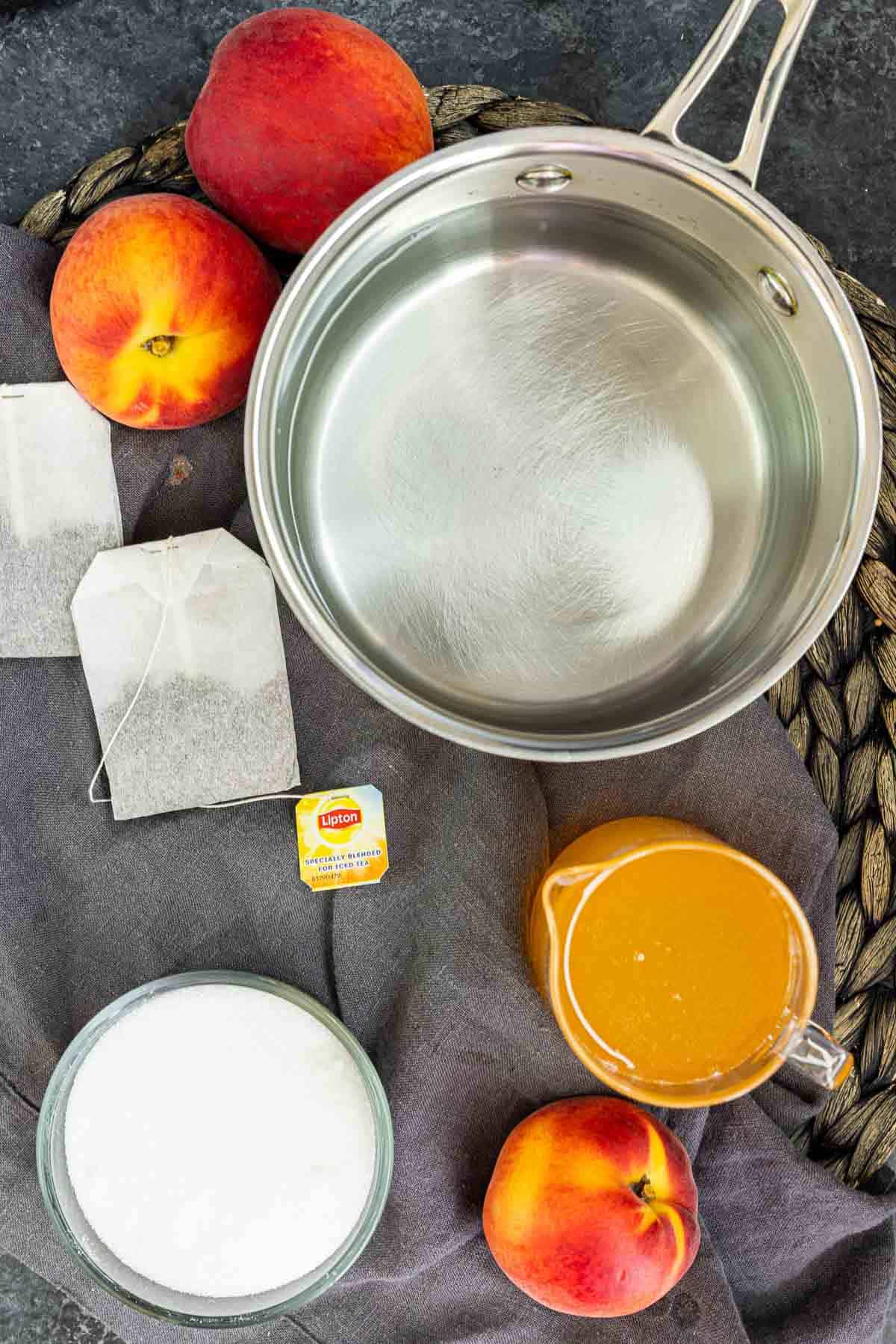 ingredients to make Peach Iced Tea