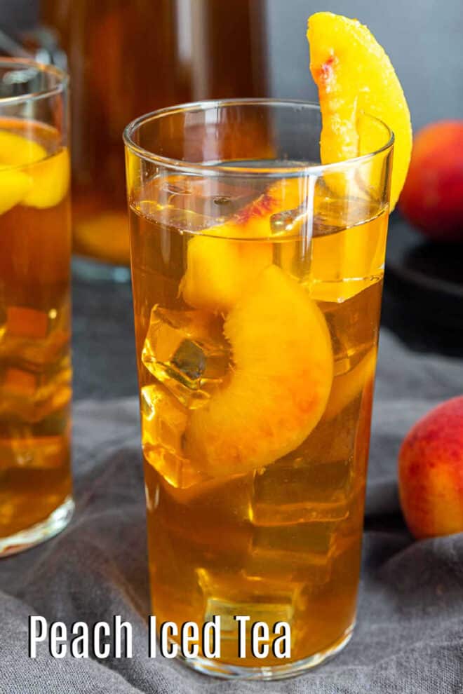 Pinterest image for Peach Iced Tea with title text