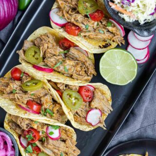 platter with Pulled Pork Tacos