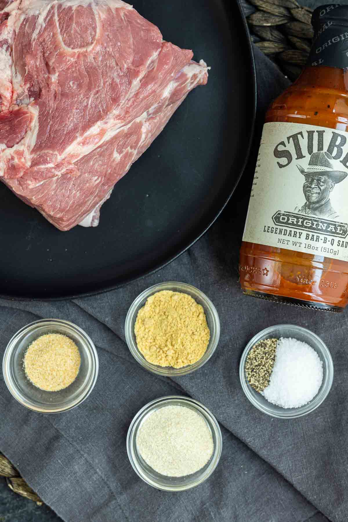 ingredients to make Slow Cooker BBQ Pulled Pork