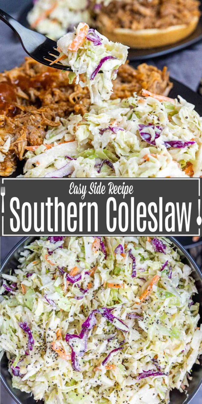 Pinterest image of Homemade Coleslaw with title text