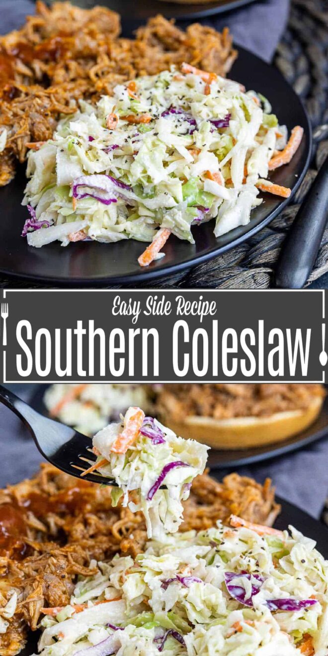 Pinterest image of Homemade Coleslaw with title text