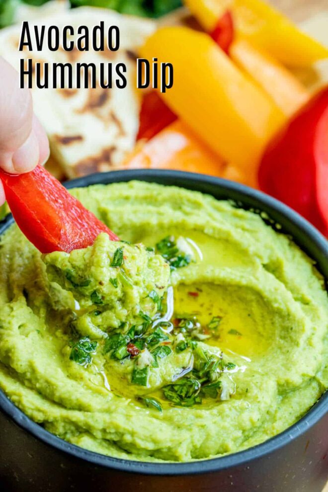Pinterest image for Avocado Hummus with title text