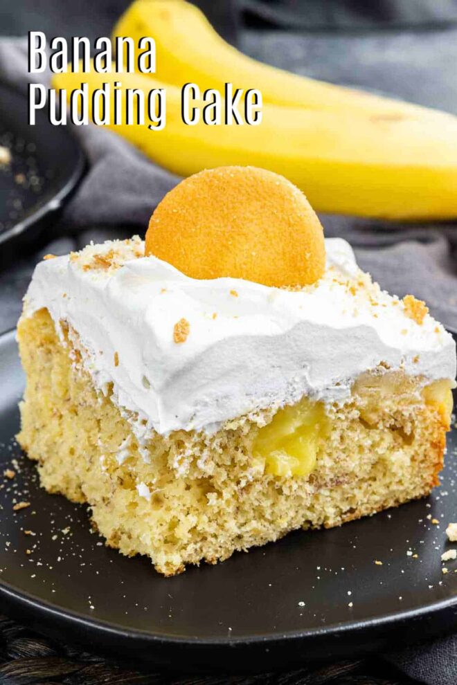 Pinterest image for Banana Pudding Cake with title text