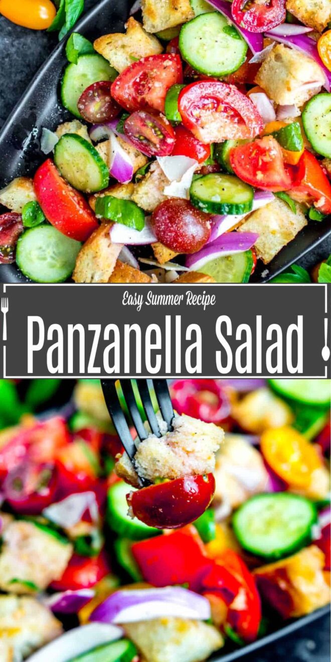 Pinterest image for Panzanella Salad with title text