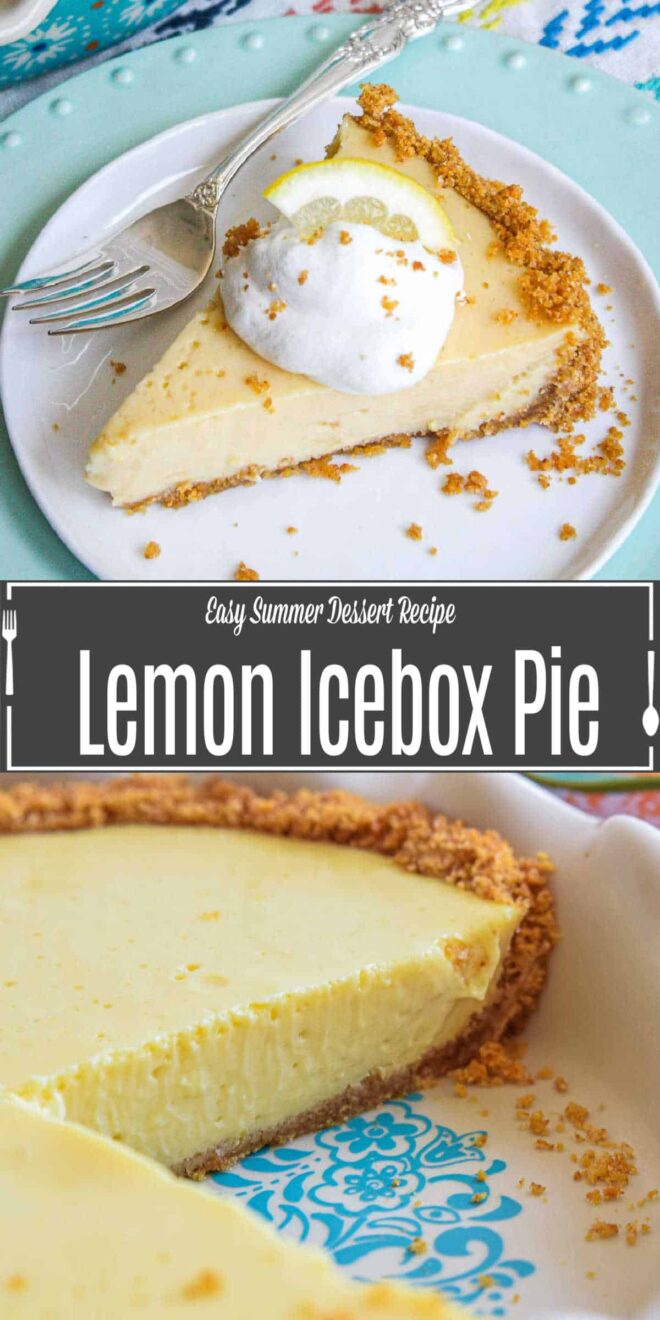 Pinterest image for Lemon Icebox Pie with title text