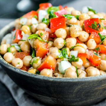 Mediterranean Chickpea Salad in a bowl