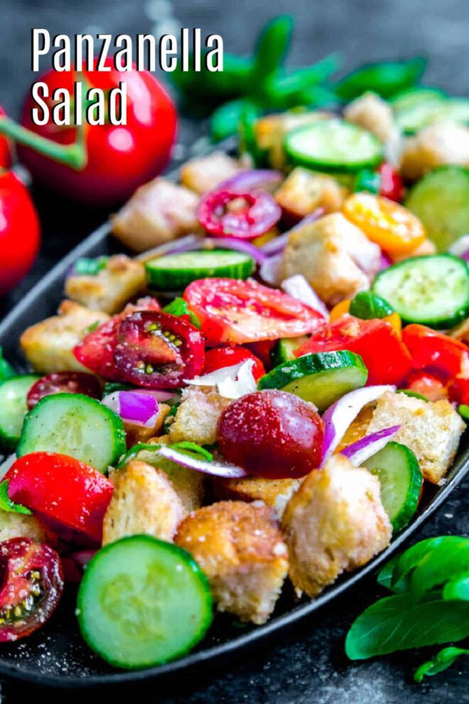 Pinterest image for Panzanella Salad with title text