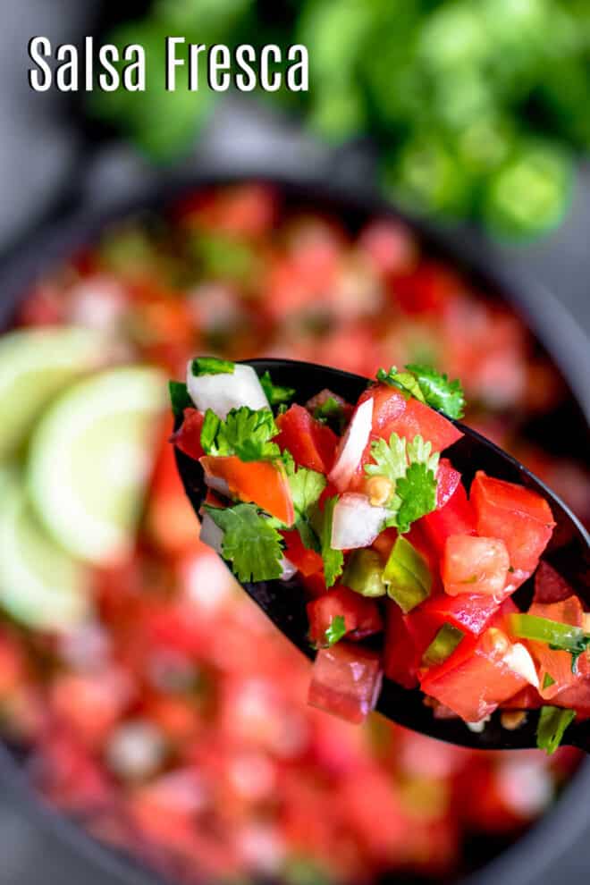 Pinterest image for Salsa Fresca with title text