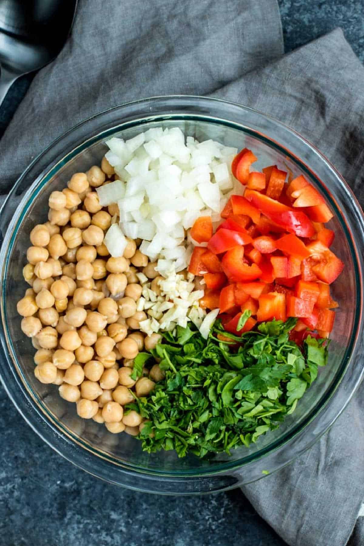 ingredients for Mediterranean Chickpea Salad